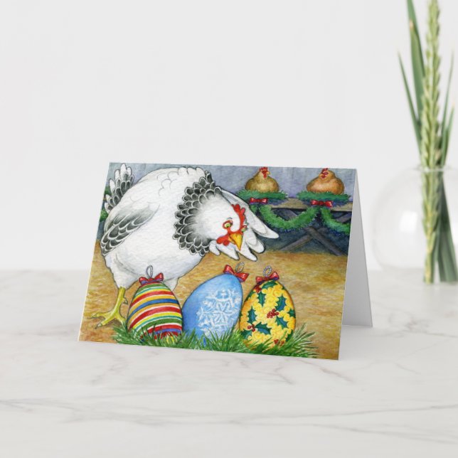 Hen and her Christmas Eggs Holiday Card (Front)