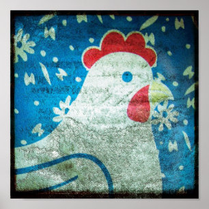 Hen Art Vintage Tin Poster