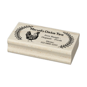 Hen Branches Classic Egg Carton Labelling Rubber Stamp