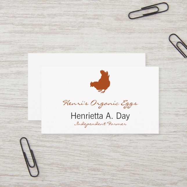 Hen [chicken, farmer, organic eggs] business card (Front/Back In Situ)