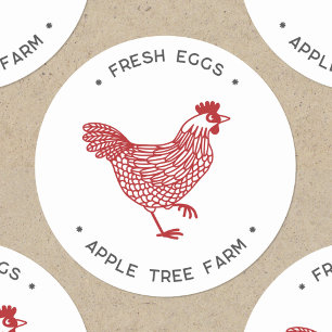 Hen Chicken Fresh Eggs Personalised Classic Round Sticker