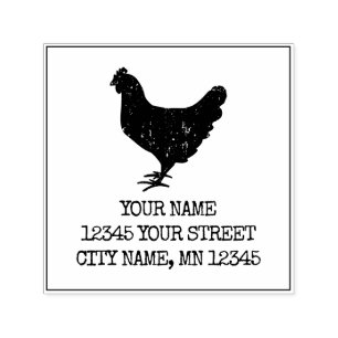 Hen chicken logo self inking return address stamps