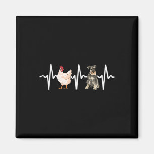Hen Chicken Miniature Schnauzer Heartbeat Dog Love Magnet