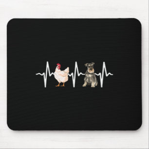 Hen Chicken Miniature Schnauzer Heartbeat Dog Love Mouse Pad