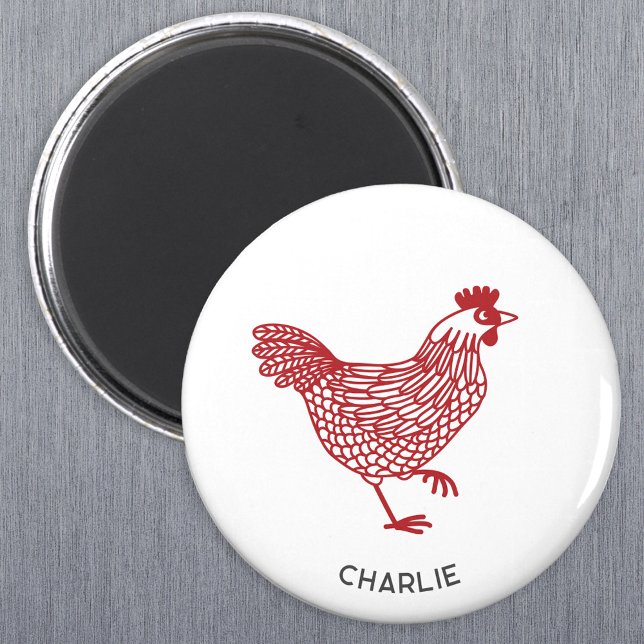 Hen Chicken Personalised Magnet (Chicken hen poultry personalized name magnet)