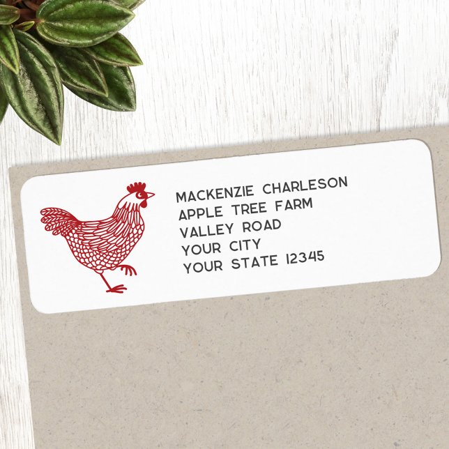 Hen Chicken Personalised Return Address Label (Chicken Hen Poultry personalized return address label)