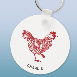 Hen Chicken Personalized Key Ring