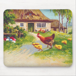 Hen, Chickens and Easter Eggs Mouse Pad