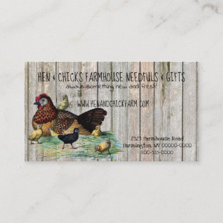 Hen & Chicks Rustic Farmhouse Style Business Card