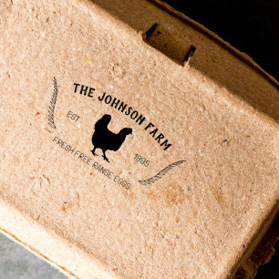 Hen Family Farm Fresh Eggs Rubber Stamp