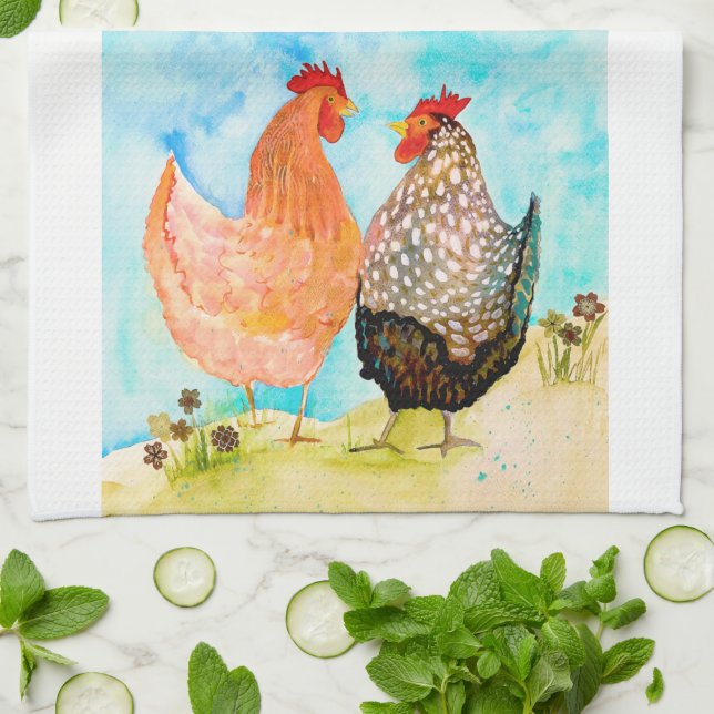 Hen Friends Kitchen Tea Towel (Folded)