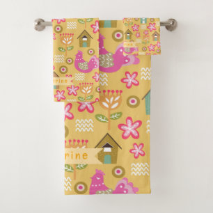 Hen House Country Scandinavian Mustard Bath Towel Set