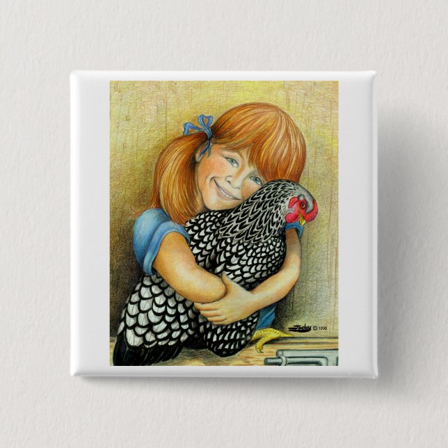 Hen Hugger 15 Cm Square Badge (Front)