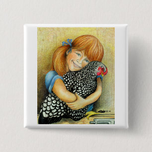 Hen Hugger 15 Cm Square Badge