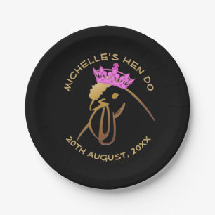 Hen in Pink Crown Bachelorette Party Custom Paper Plate