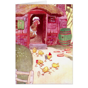 Hen in Pink House Watching Chicks