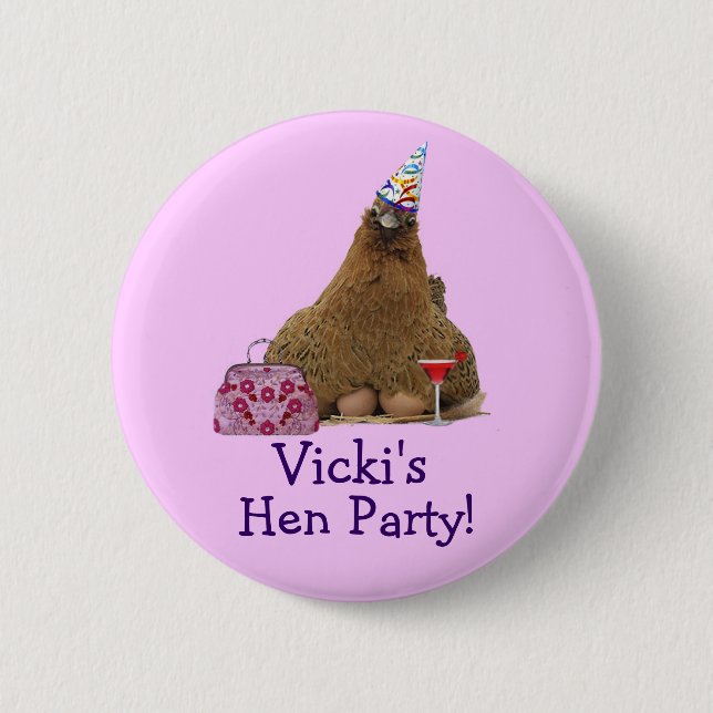 Hen Night Party Hen Button Pin (Front)