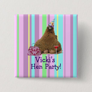Hen Night Party Hen Square Button Pin