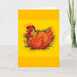 Hen on Nest Bright Farmyard Chicken Card