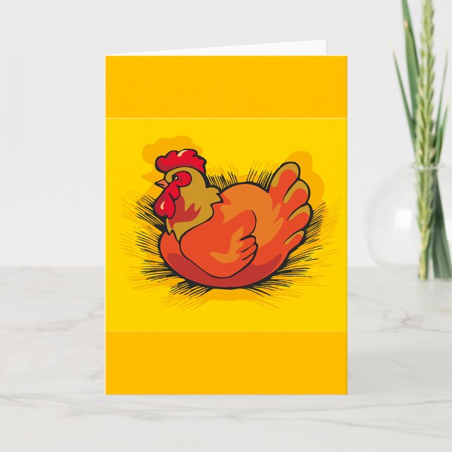 Hen on Nest Bright Farmyard Chicken Card (Creator Uploaded)