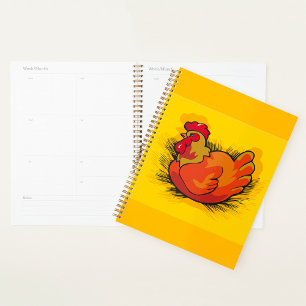 Hen on Nest Bright Farmyard Chicken Planner