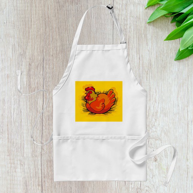 Hen on Nest Bright Farmyard Chicken Standard Apron (Creator Uploaded)