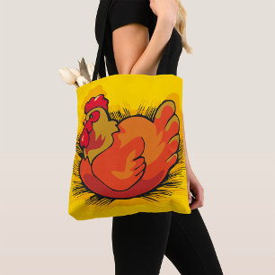 Hen on Nest Bright Farmyard Chicken Tote Bag
