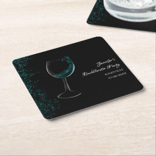 Hen party blue Mocktail bachelorette party Square Paper Coaster