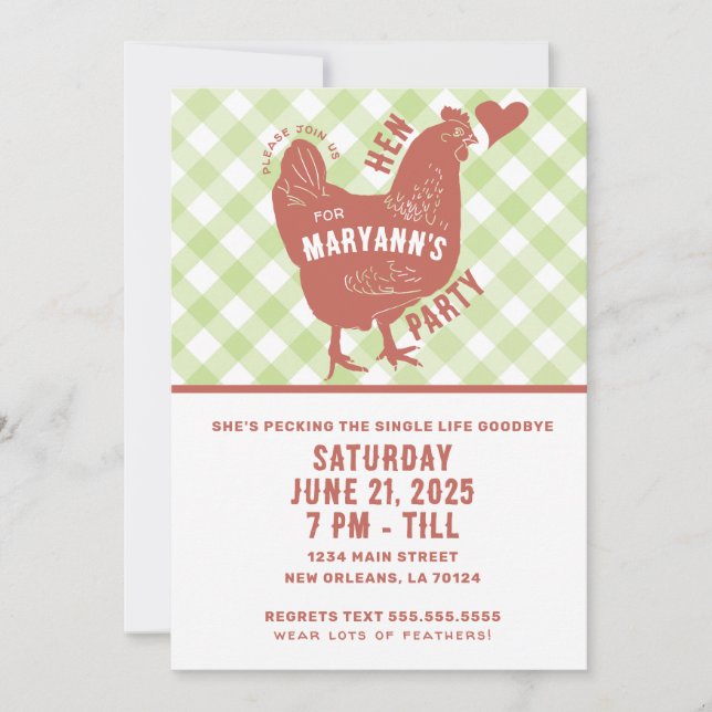 Hen Party Chicken Bachelorette Invitation (Front)