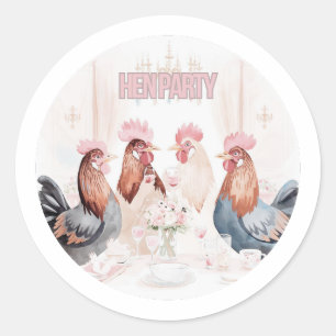 Hen Party Design Girly Pink Hens Bachelorette Classic Round Sticker