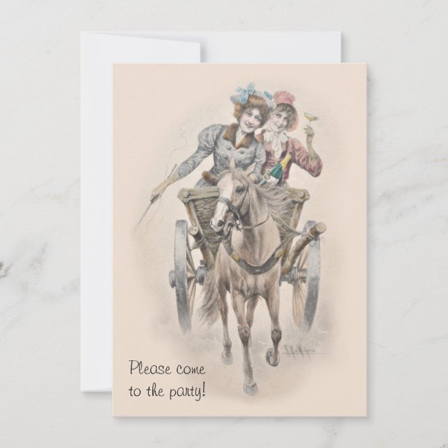 Hen party horse and cart celebration invitation (Front)