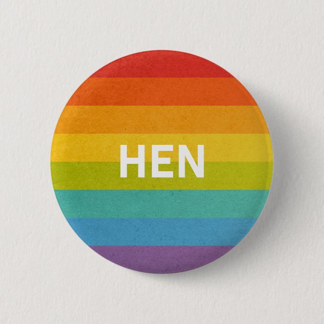Hen Pronomen Straight Rainbow 6 Cm Round Badge (Front)