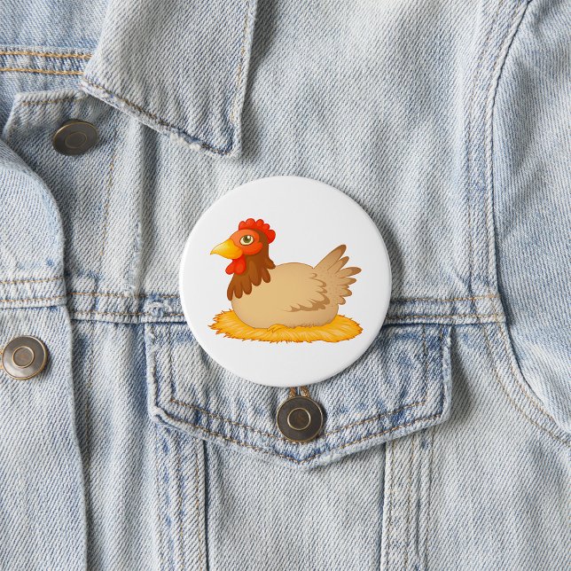 Hen Sitting on Nest Cute Farm Animal  7.5 Cm Round Badge (Creator Uploaded)
