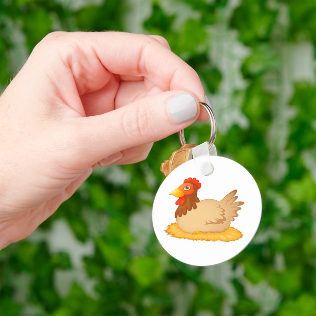 Hen Sitting on Nest Cute Farm Animal  Key Ring (Creator Uploaded)