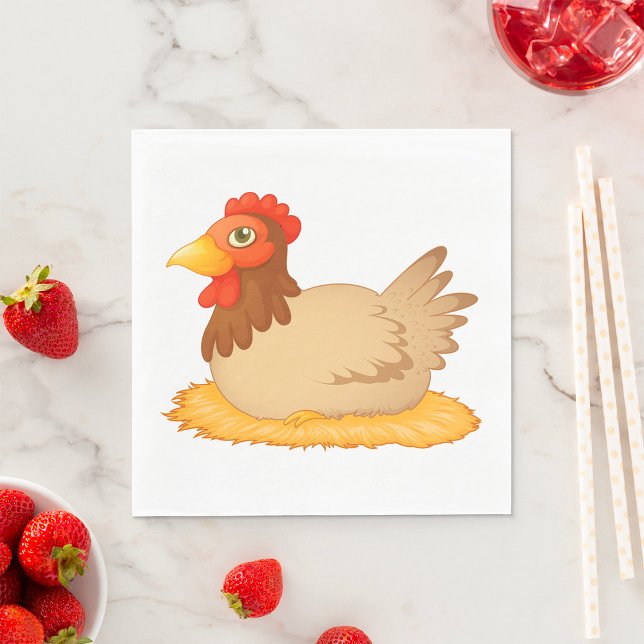 Hen Sitting on Nest Cute Farm Animal  Napkin (Creator Uploaded)
