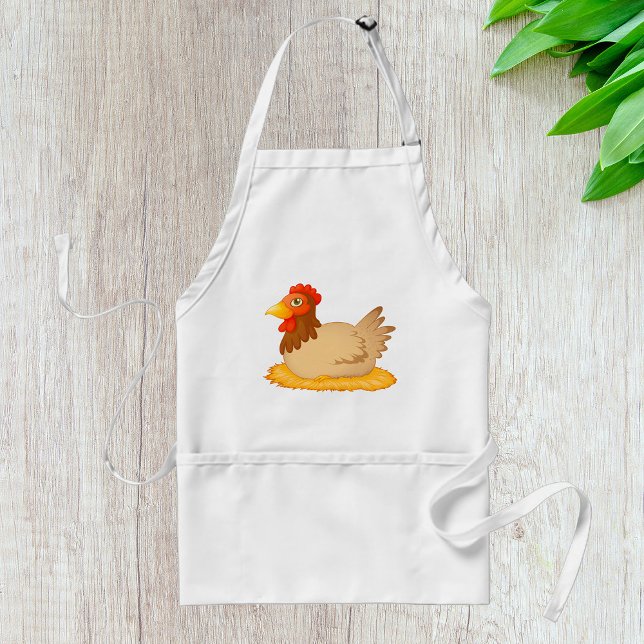 Hen Sitting on Nest Cute Farm Animal  Standard Apron (Creator Uploaded)