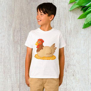 Hen Sitting on Nest Cute Farm Animal T-Shirt