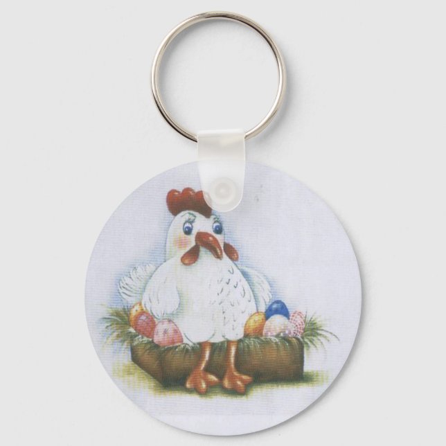 Hen with eggs key ring (Front)