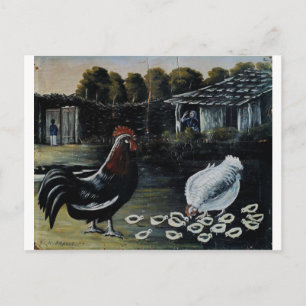 Hen with her chicks by Niko Pirosmani Postcard