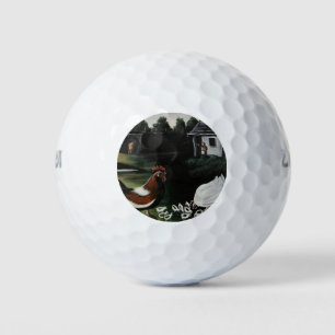 Hen with her Chicks in a Rural Farmyard Landscape Golf Balls