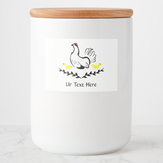 Hen with Yellow Chicks Line Art Food Label (Front)