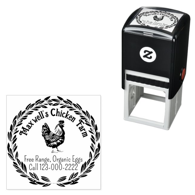 Hen Wreath Classic Egg Carton Labelling Self-inking Stamp (In Situ)