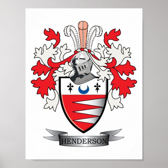 Henderson Family Crest Coat of Arms Poster (Front)