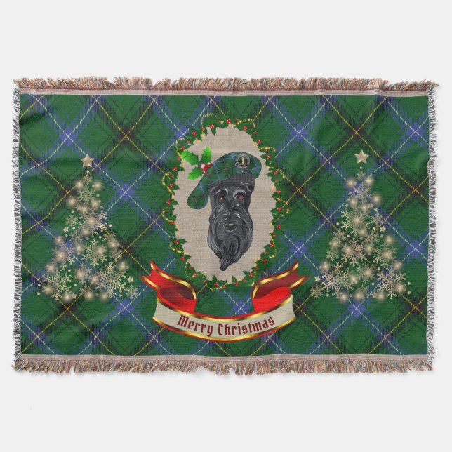Henderson Scottie Dog Christmas Throw Blanket (Front)