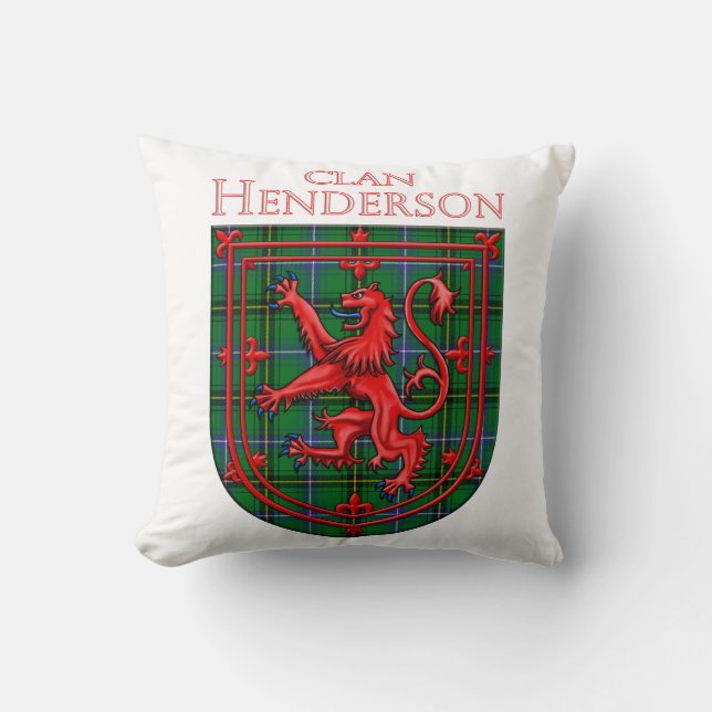 Henderson Tartan Scottish Plaid Lion Rampant Cushion (Front)