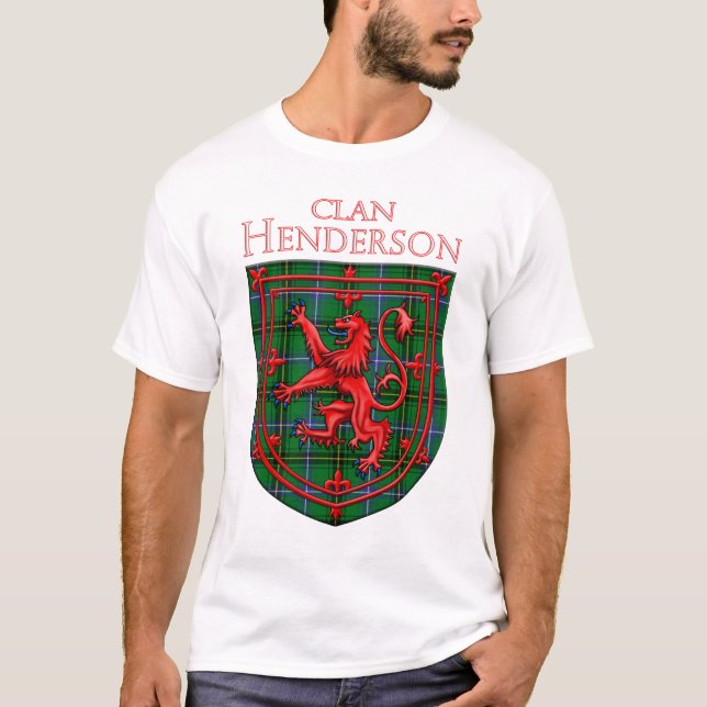 Henderson Tartan Scottish Plaid Lion Rampant T-Shirt (Front)