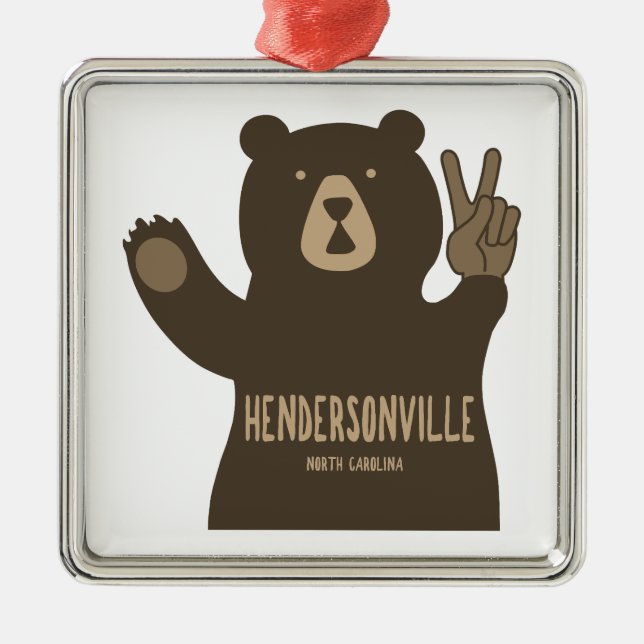 Hendersonville North Carolina Peace Bear Metal Ornament (Front)