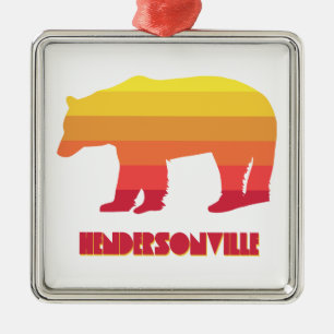 Hendersonville North Carolina Rainbow Bear Metal Ornament