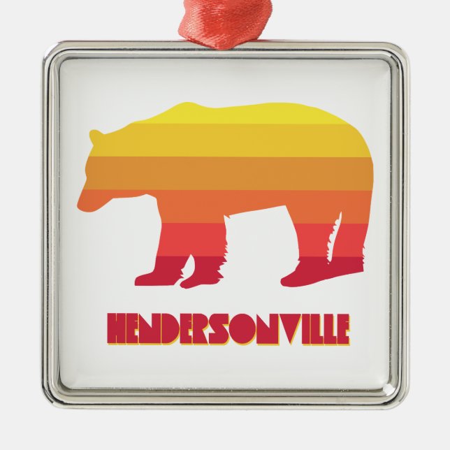 Hendersonville North Carolina Rainbow Bear Metal Ornament (Front)
