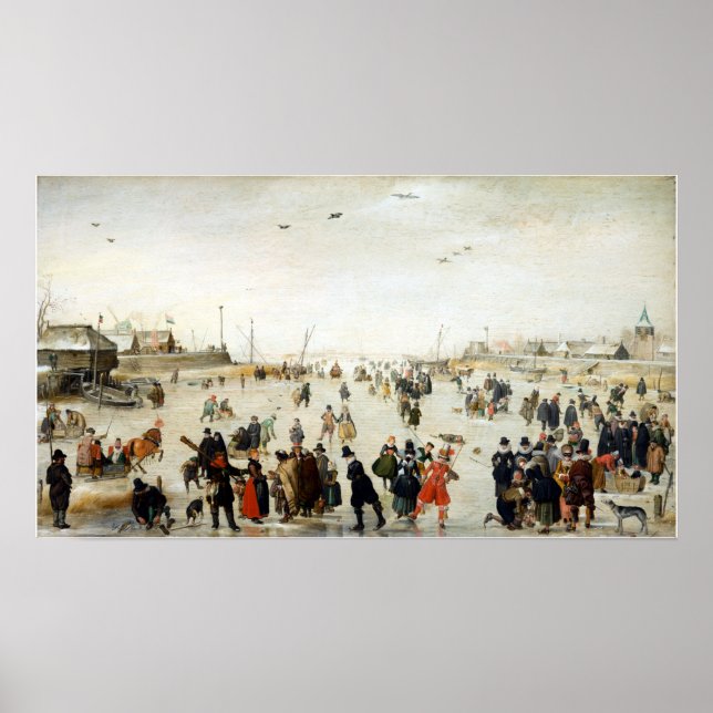 Hendrick Avercamp Winter Scene on a Frozen Canal Poster (Front)